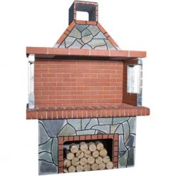 BBQ - Χτιστή ψησταριά κάρβουνου SXISTOLITHOS 0104 76x155 Cm Μεγάλη