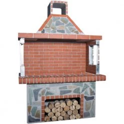 BBQ - Χτιστή ψησταριά κάρβουνου SXISTOLITHOS 0107 76x155 Cm Μεγάλη