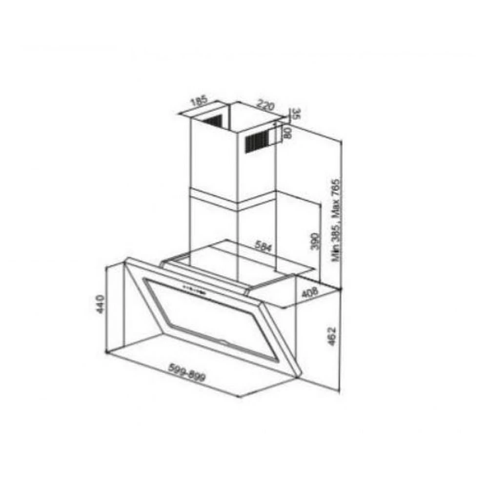 Απορροφητήρας - Επιτοίχια καμινάδα KARAG CGW 25 Μαύρο κρύσταλλο 60 Cm 2 Απορροφητήρας - Επιτοίχια καμινάδα KARAG CGW 25 Μαύρο κρύσταλλο 60 Cm - Image 2
