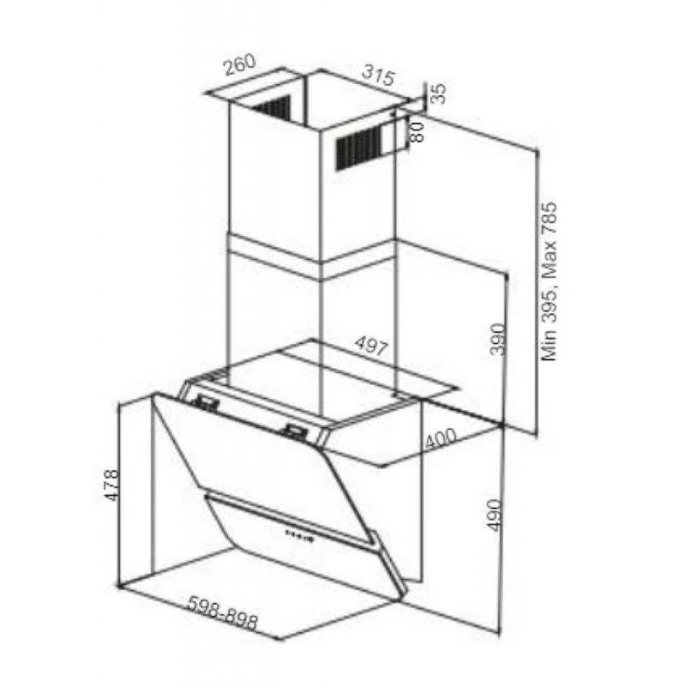 Απορροφητήρας - Επιτοίχια καμινάδα KARAG CGW 30 Μαύρο κρύσταλλο 60 Cm 2 Απορροφητήρας - Επιτοίχια καμινάδα KARAG CGW 30 Μαύρο κρύσταλλο 60 Cm - Image 2