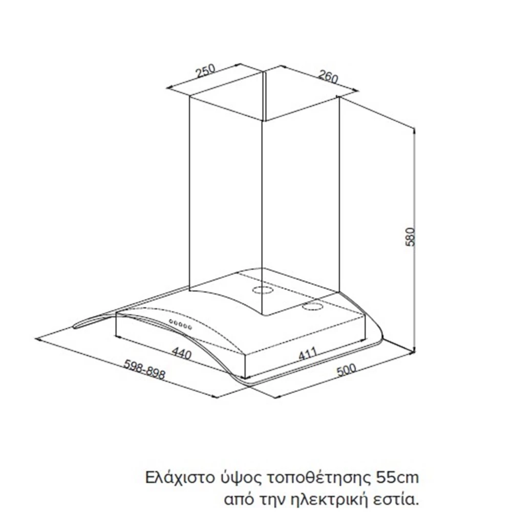 Απορροφητήρας - Επιτοίχια καμινάδα KARAG CTW 11 Διάφανο κρύσταλλο 90 Cm 2 Απορροφητήρας - Επιτοίχια καμινάδα KARAG CTW 11 Διάφανο κρύσταλλο 90 Cm - Image 2
