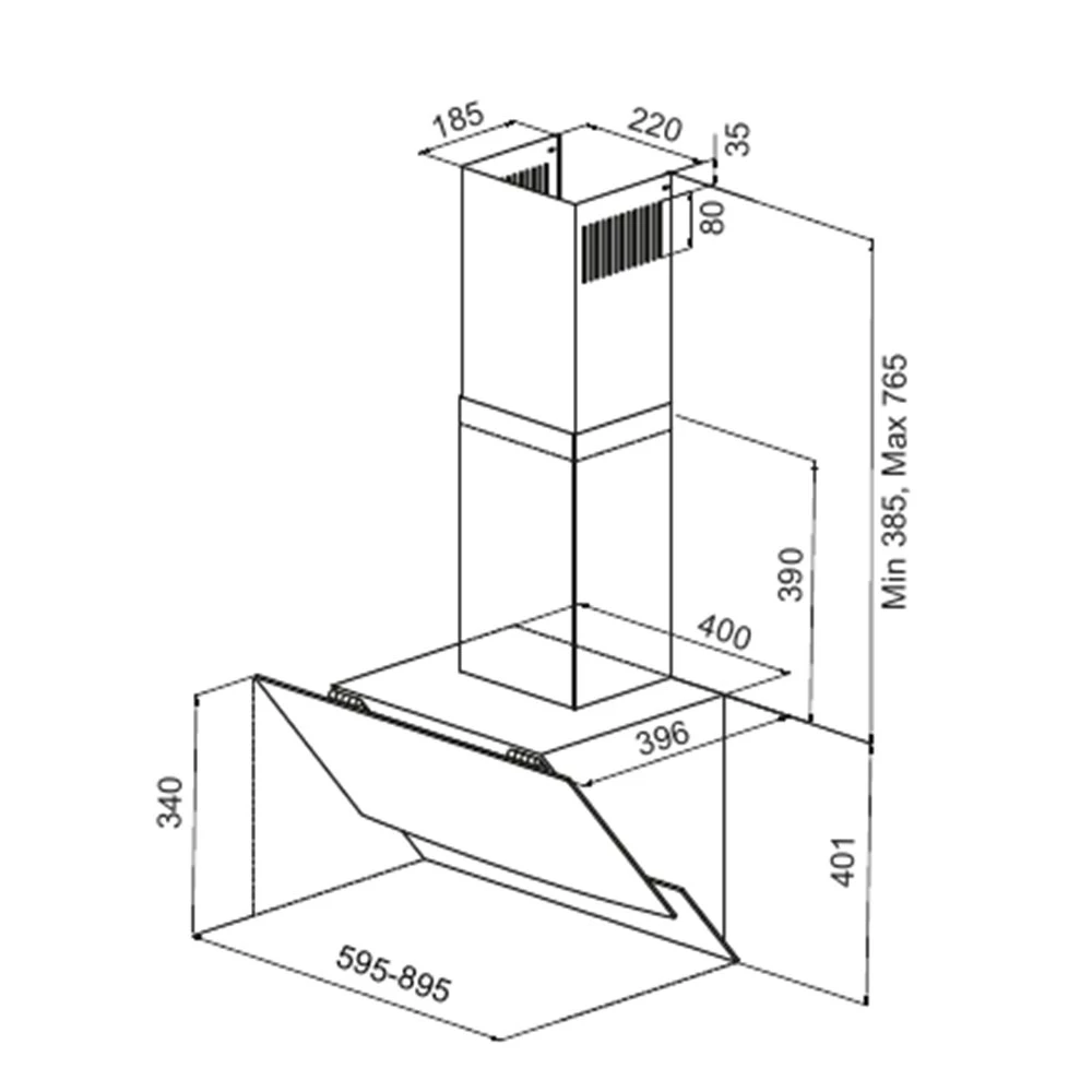 Απορροφητήρας - Επιτοίχια καμινάδα KARAG CTW 14 Μαύρο κρύσταλλο 60 Cm 2 Απορροφητήρας - Επιτοίχια καμινάδα KARAG CTW 14 Μαύρο κρύσταλλο 60 Cm - Image 2