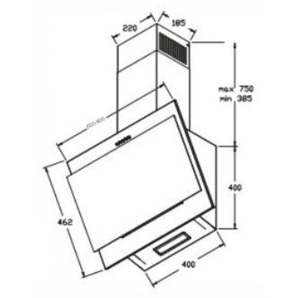 Απορροφητήρας - Επιτοίχια καμινάδα KARAG CTW 30 Μαύρο κρύσταλλο 60 Cm 2 Απορροφητήρας - Επιτοίχια καμινάδα KARAG CTW 30 Μαύρο κρύσταλλο 60 Cm - Image 2