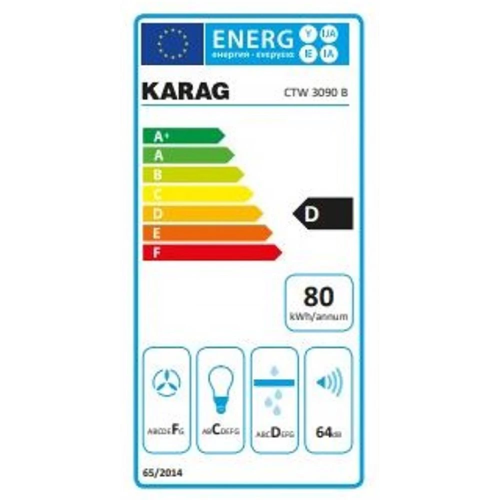 Απορροφητήρας - Επιτοίχια καμινάδα KARAG CTW 30 Μαύρο κρύσταλλο 60 Cm 4 Απορροφητήρας - Επιτοίχια καμινάδα KARAG CTW 30 Μαύρο κρύσταλλο 60 Cm - Image 4